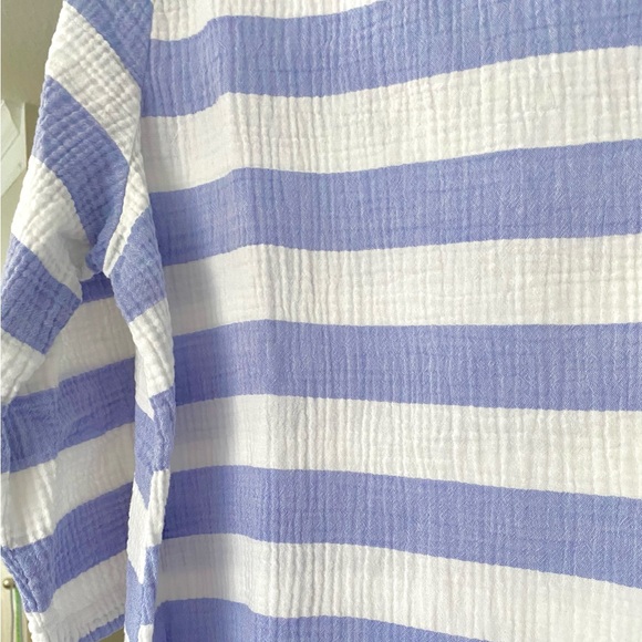 Habitat Periwinkle Blue and White Striped Shirt. 100% Cotton, 3/4 Sleeve  EC SzM - Picture 7 of 14
